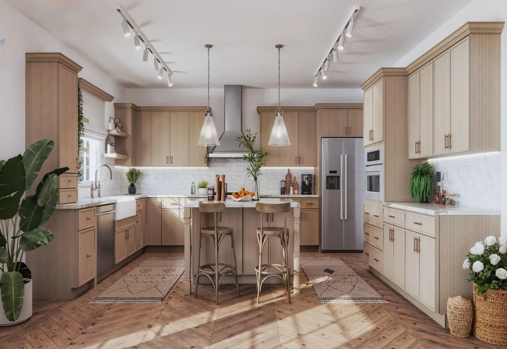 Slim Shaker Veneer kitchen cabinets installed in Toronto home